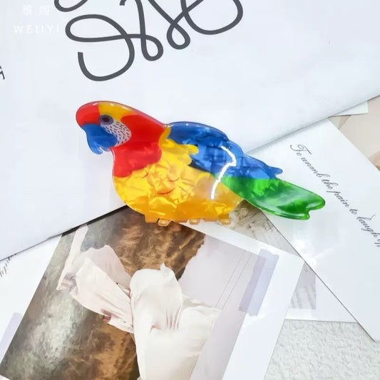 Playful Parakeet Claw Clip