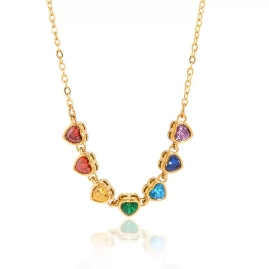 Premium Rainbow Hearts Necklace