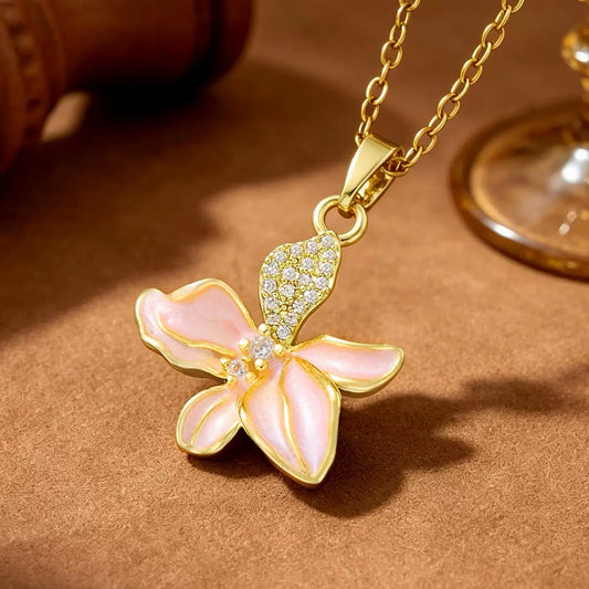 Pink Camellia Bloom Necklace