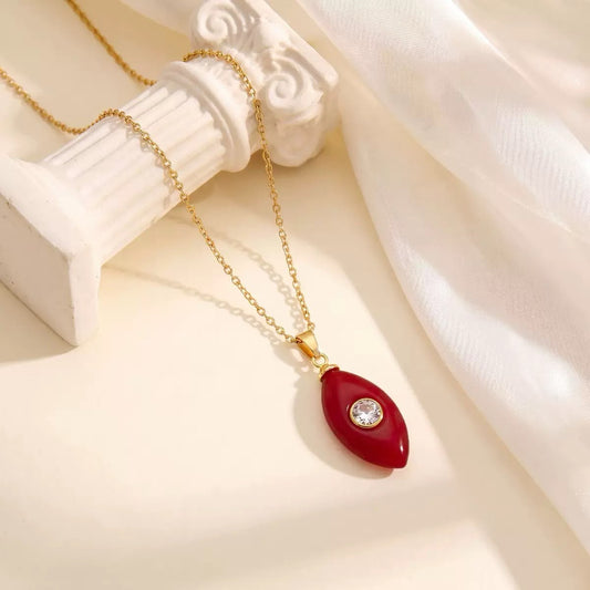 Crimsom-Marquise Rhinestone Embedded Necklace