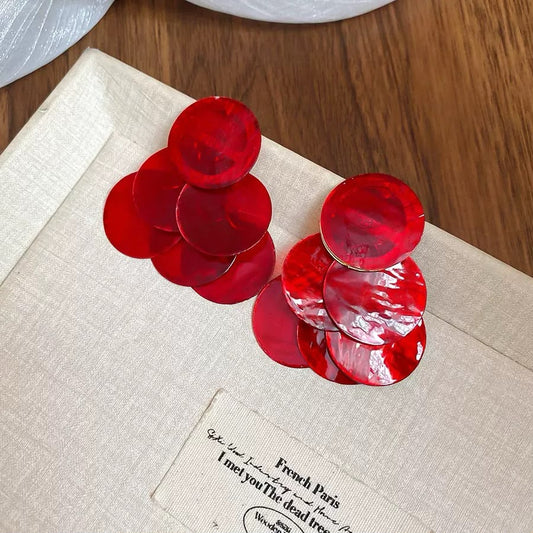 Scarlet Horizon Cascading Shell Earrings
