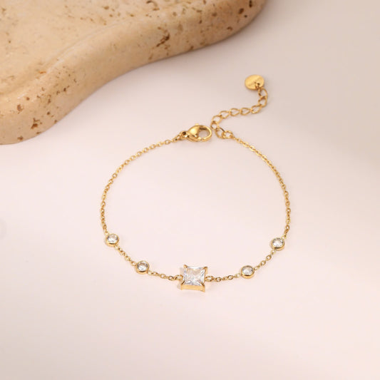 Minimal Sparkle Square-cut rhinestone Bracelet
