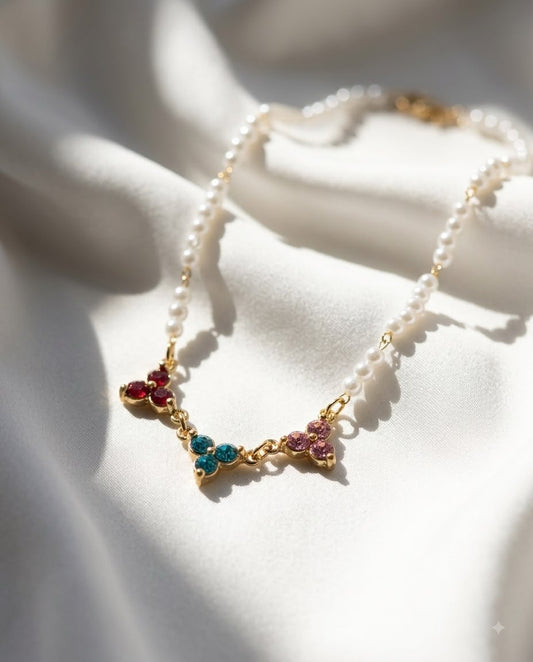 Royal Blossoms Beaded Pearl Necklace