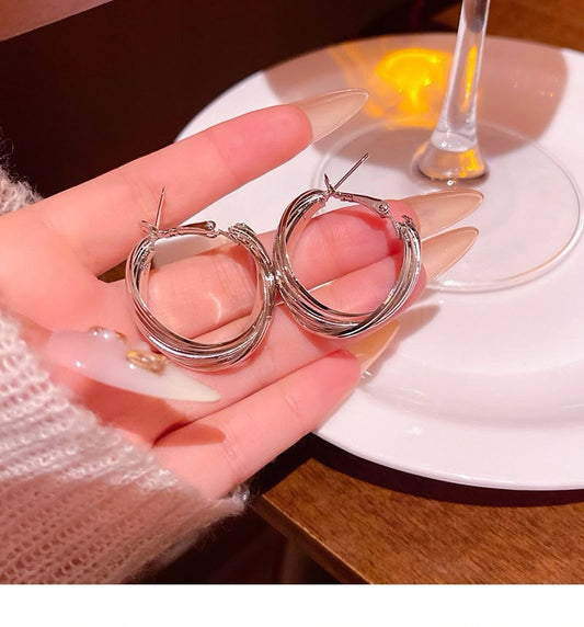 Silver Drift Twisted Hoop Earrings