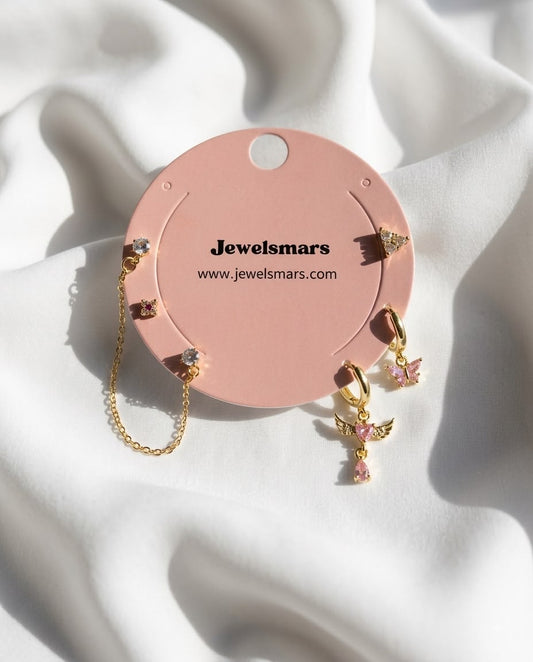 Angelic Pink Wings Earrings Combo