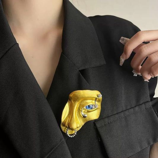 Surrealist Partial Face Brooch