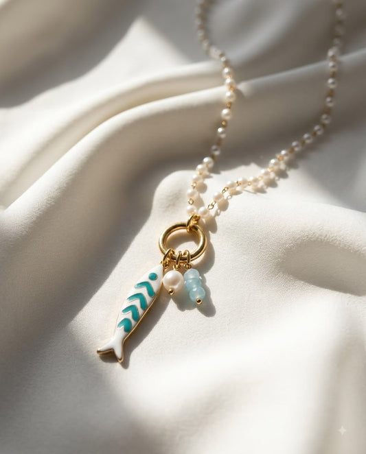 Pearl-Tide Charm Necklace