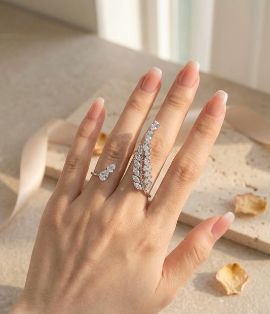 Lucent Leaf Finger wrap Hand Jewellery