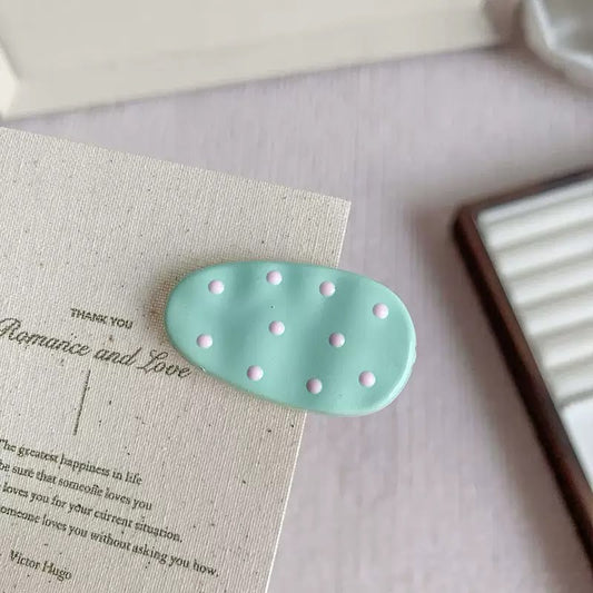 Minty Polka Cute Hair Clip