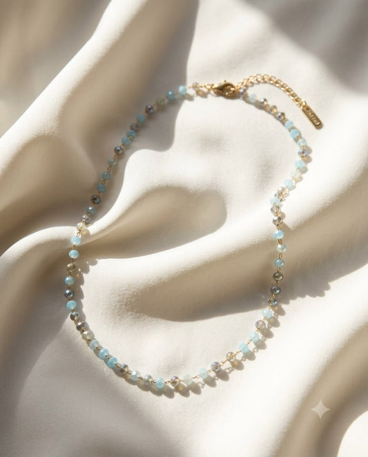 Aquamarine Blue Beaded Necklace