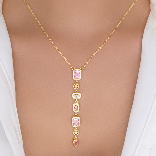 Pretty in Pink Bezelled Necklace