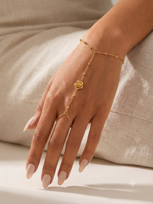 Golden Rosette Hand Chain