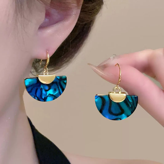 Teal Tide Fan Earrings