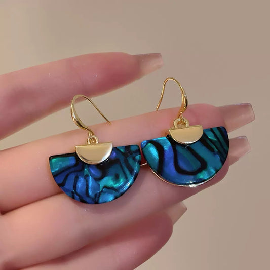 Teal Tide Fan Earrings