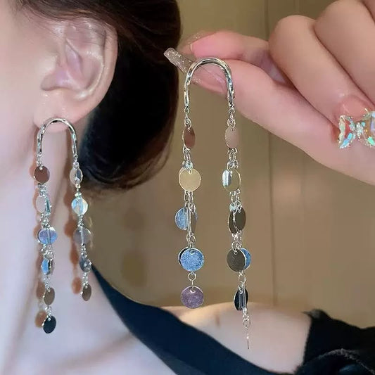 Silver-fall Threader Earrings