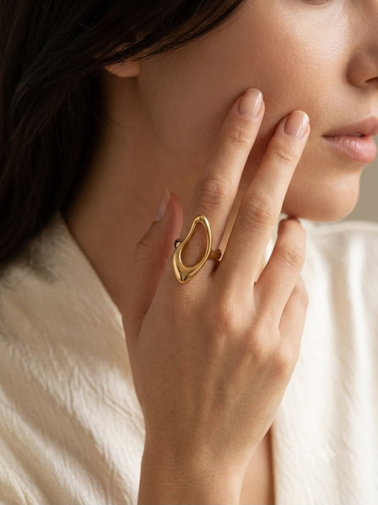 Abstract Contour Gold Ring