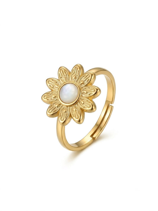 Golden Pearl Blossom Ring