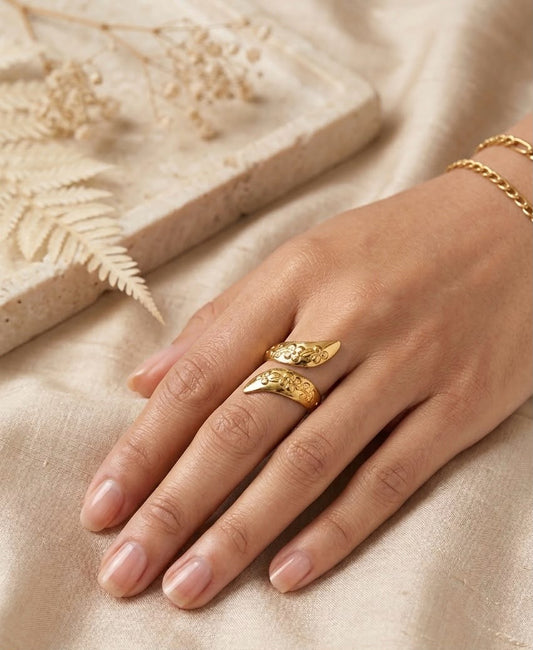 Floral Embrace Open-wrap Ring