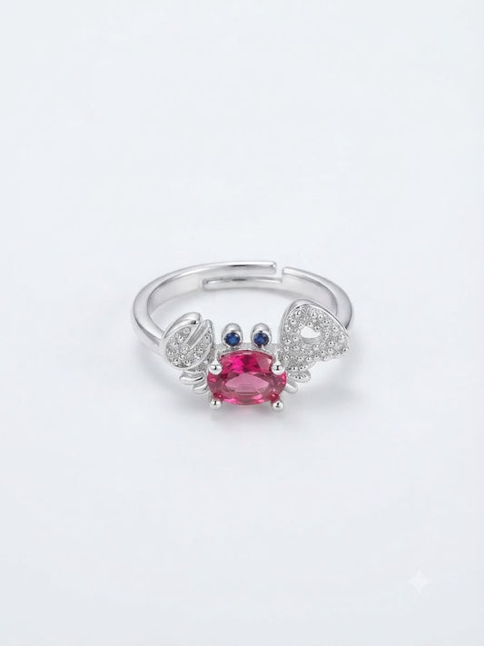 Playful Pink Crab Ring