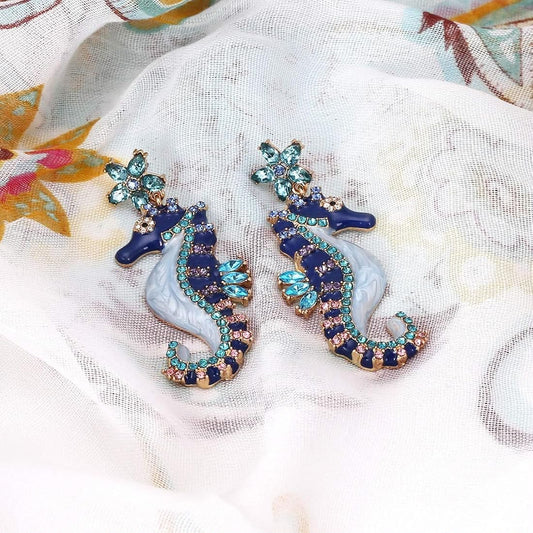 Sea Horse Splash Studded Earrings