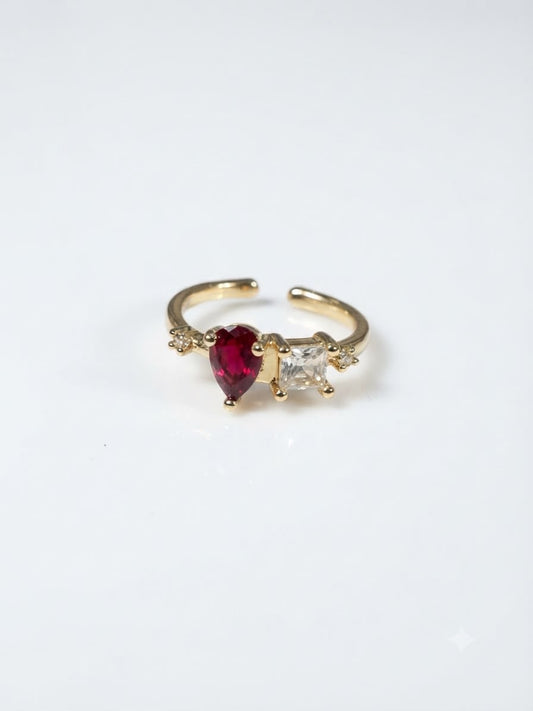 Red-drop Square Stunner Ring