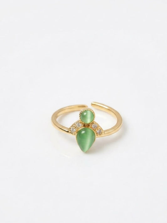 Mystical Verdant Teardrop Ring