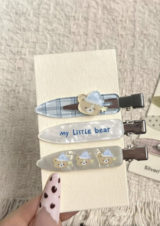 Frosty Cuddle Bear Hair Clips Combo