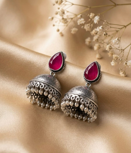 Royal Ruby Jhumka Earrings