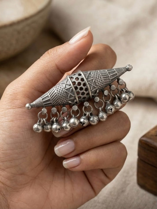 Rhea Tribal Drum Ghungroo Statement Ring