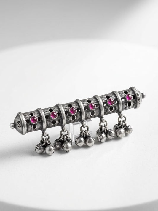 Ruby-Stone Dholki Ghungroo Statement Ring