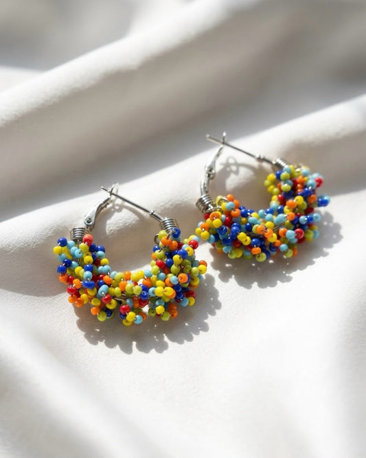 Kaleidoscope Pop Beaded Hoop Earrings