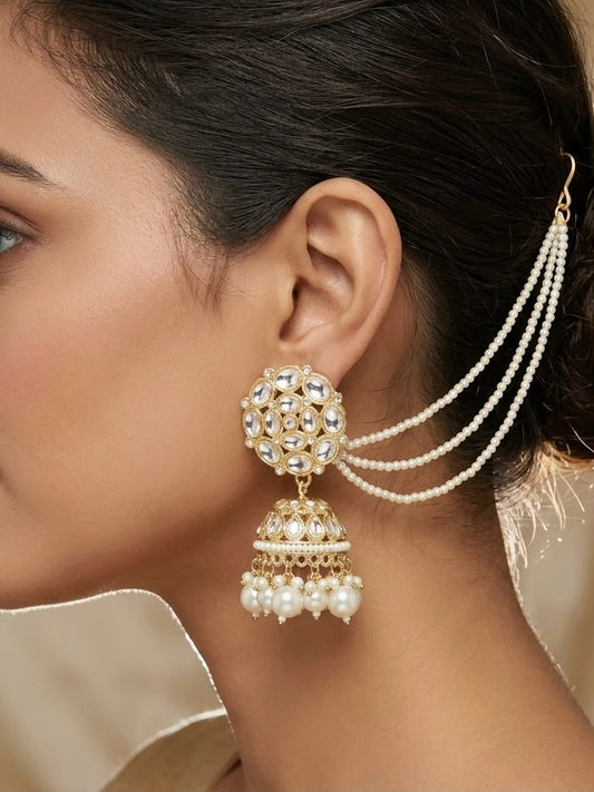 Aadhya Kundan Jhumka with Kaan Chain