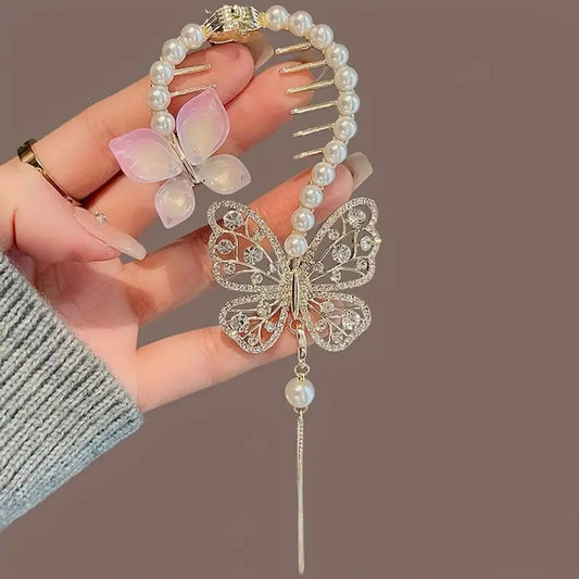 Seraphina Butterfly Pearl Hair Clip