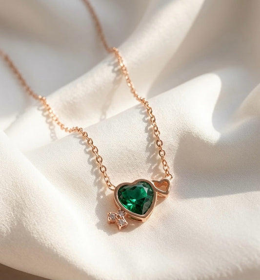 Emerald Cupid Heart Pendant Necklace
