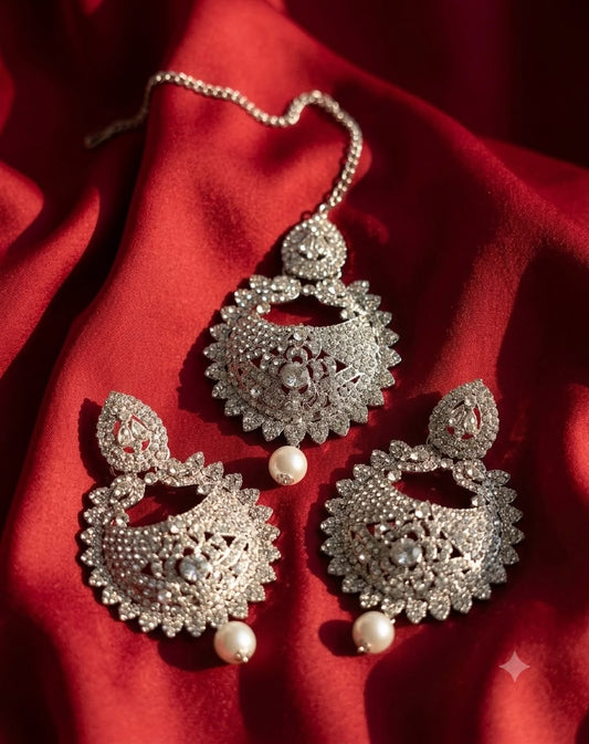 Chandi Sparkle Maangtikka & Earrings Set