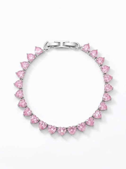 Pink Crush Heart Tennis Bracelet