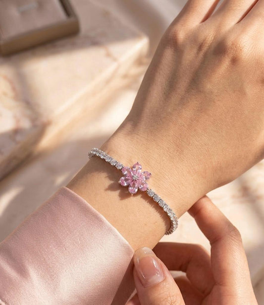 Blush Bloom Crystal Tennis Bracelet