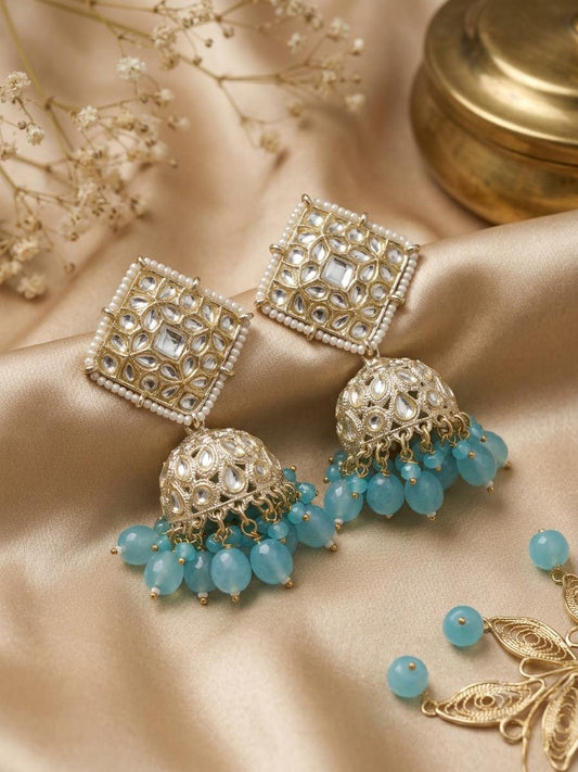 Aura Blue Mirror Jhumkas