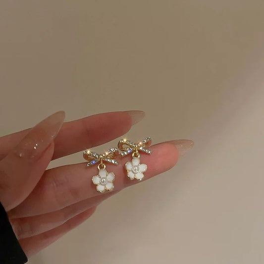 Cutie Flower Bow drop Earrings