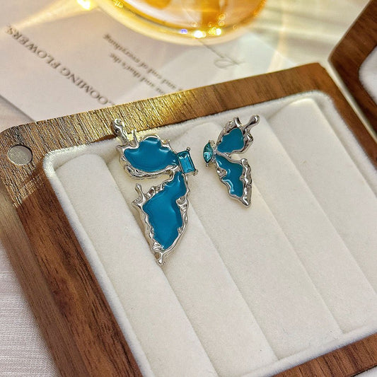 Mismatch Butterfly Earrings- blue