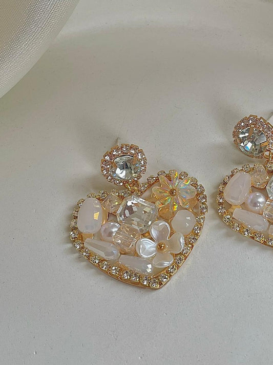 Heart of Gems Earrings- white