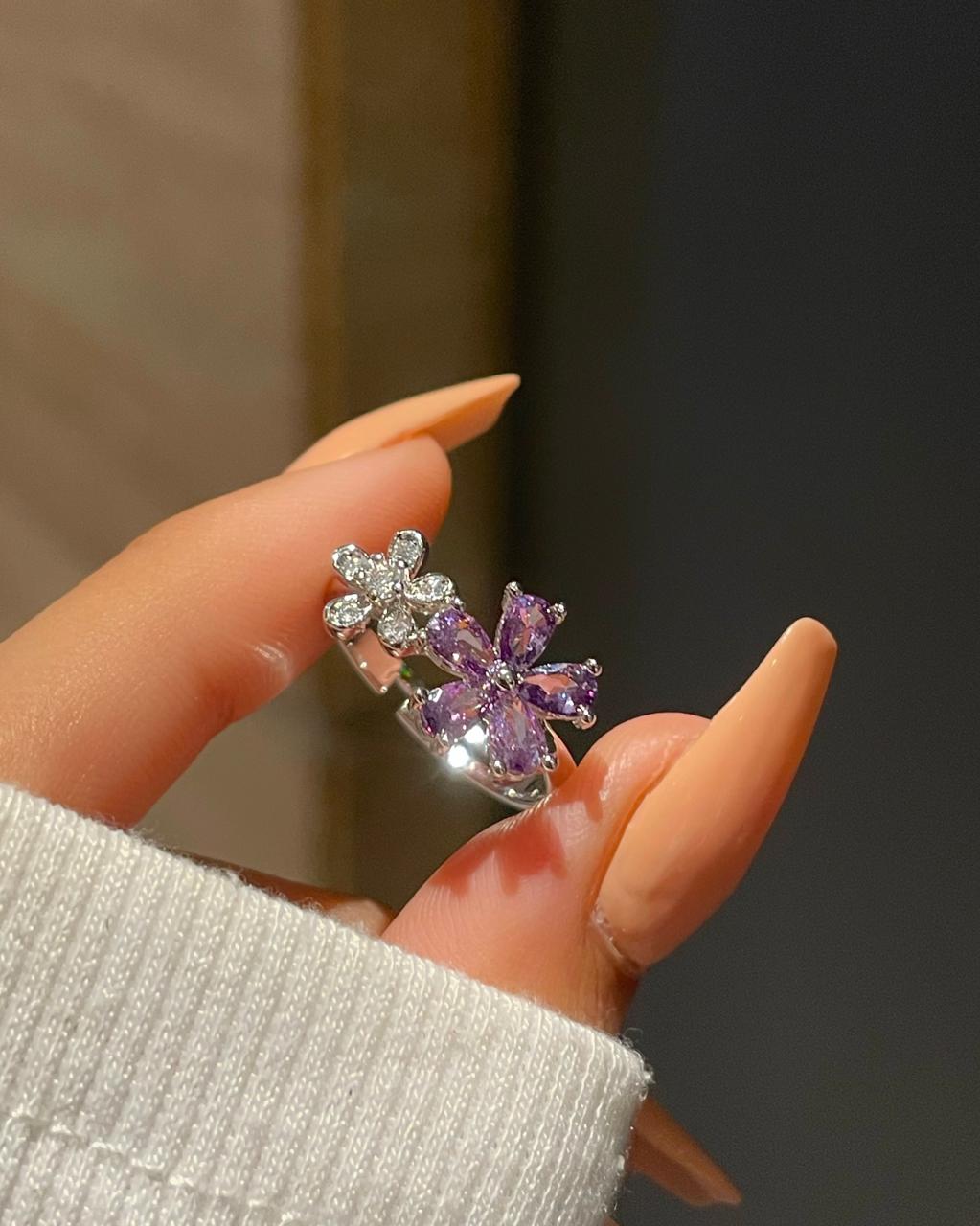 Bloom Flower Ring- purple