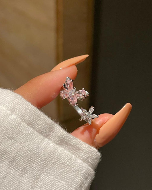 Butterfly Flower Ring- pink