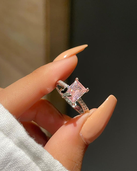 Butterfly on the Solitaire Ring- pink