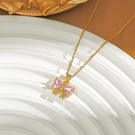 Dreamy Pink Bow Necklace