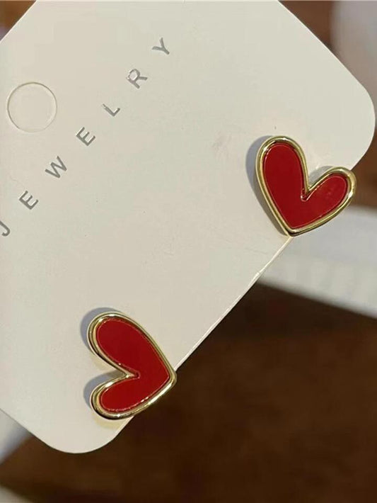 Cherry Red Heart Earrings