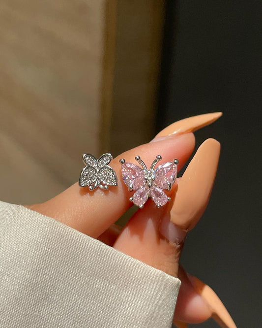 Dual Butterflies Ring-pink