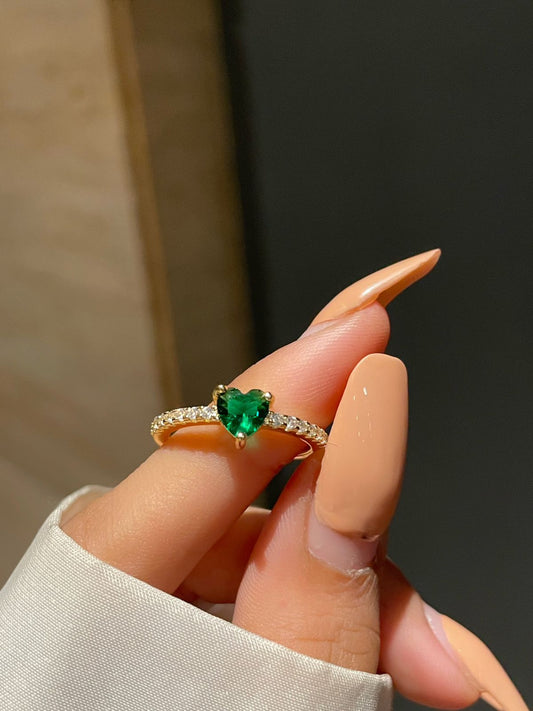 Magical Heart Ring- green golden