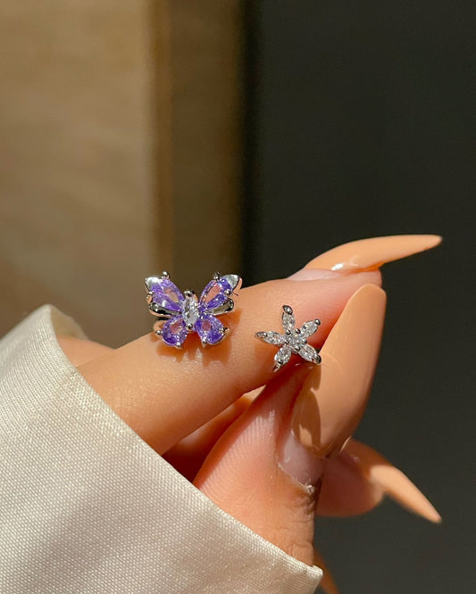 Butterfly Flower Ring- purple