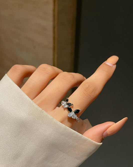 Dual Butterfly Ring- black